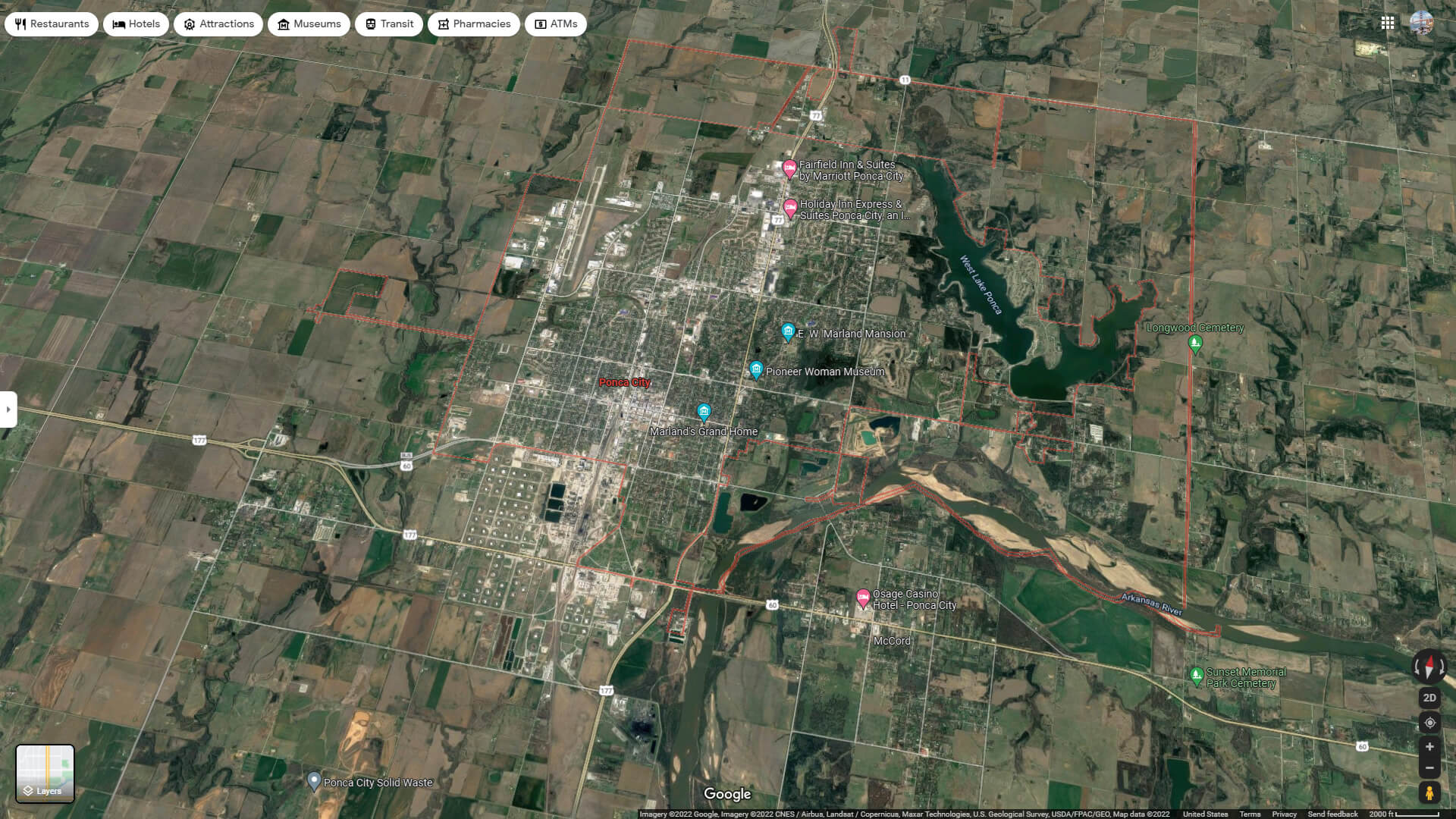 Ponca City Aerial Map Oklahoma